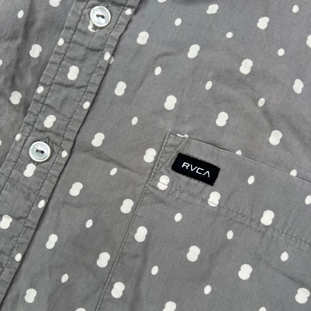 RVCA Slim Fit Button Down Shirt Mens Large Polka Dot Floral Button Down Lot of 2 - Picture 4 of 15